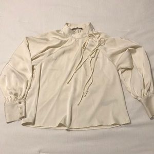Creamy white silky blouse top
